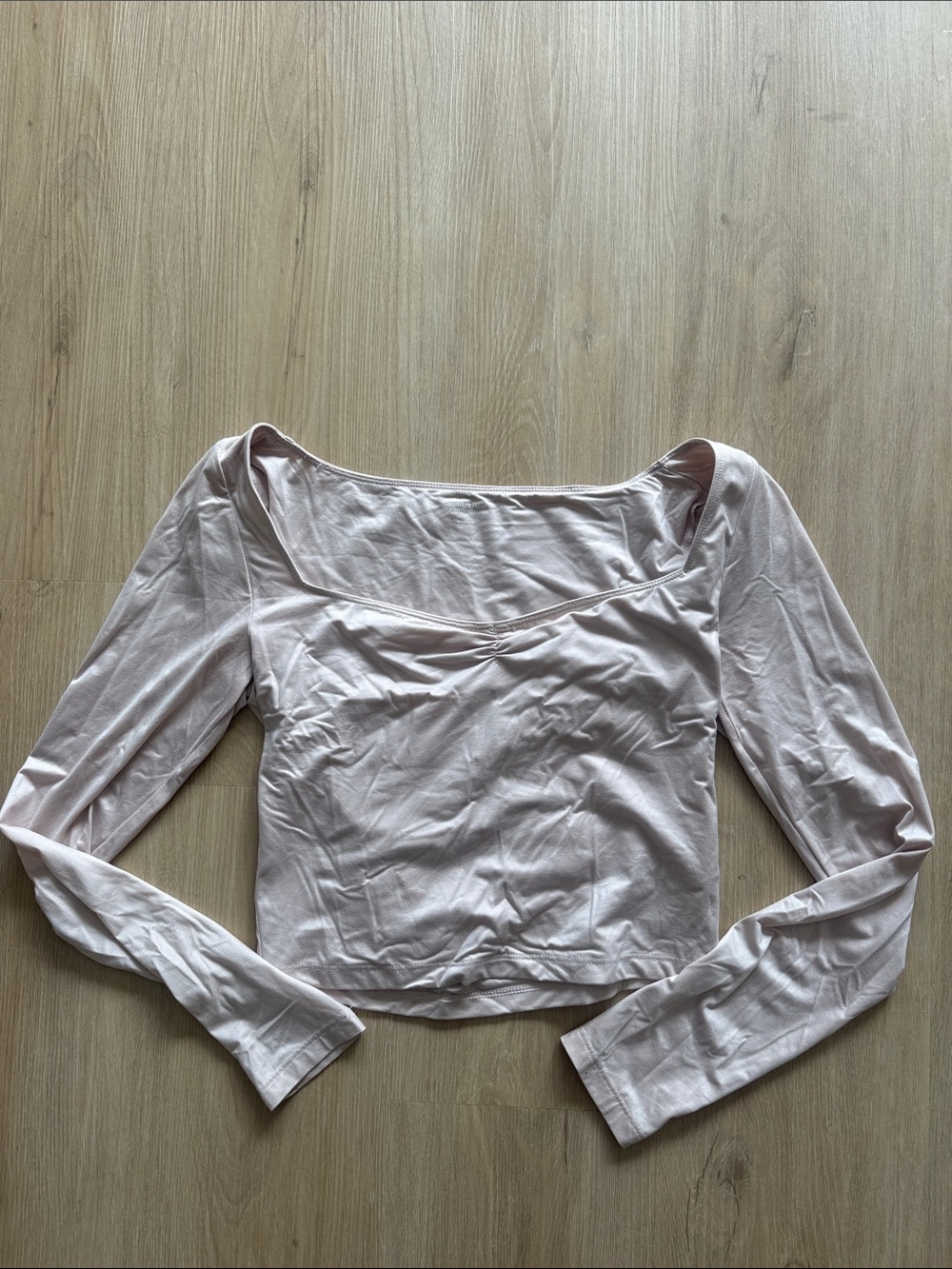 Sunday Best Pale Pink Square-Neck Long Sleeve Top